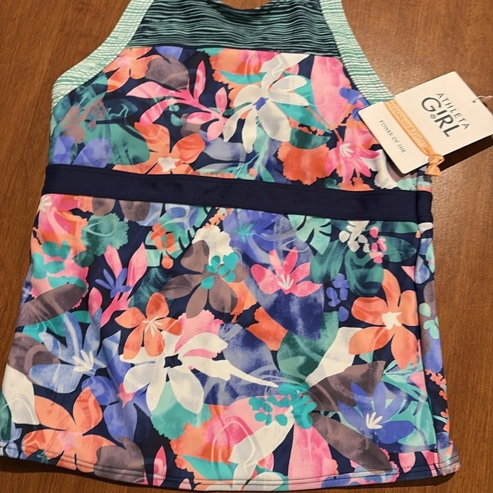 Athleta Girl 3 piece set of Mock Neck Rashguard, Tankini, & Bikini Bottom Sz 12